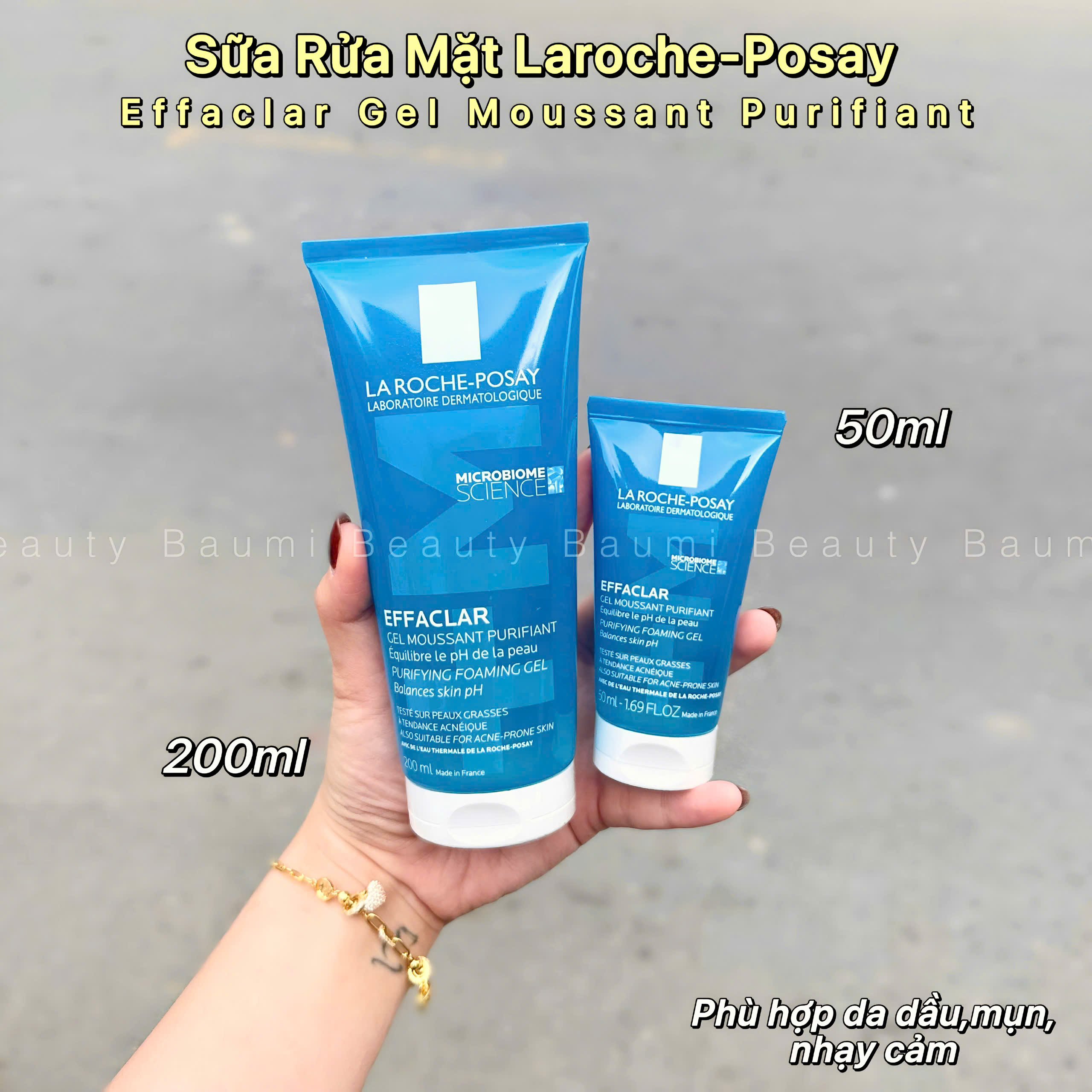 Sữa rửa mặt dạng gel sạch sâu & kiềm dầu Laroche Posay Effaclar phù hợp da nhạy cảm, dầu mụn - Pháp #200ml