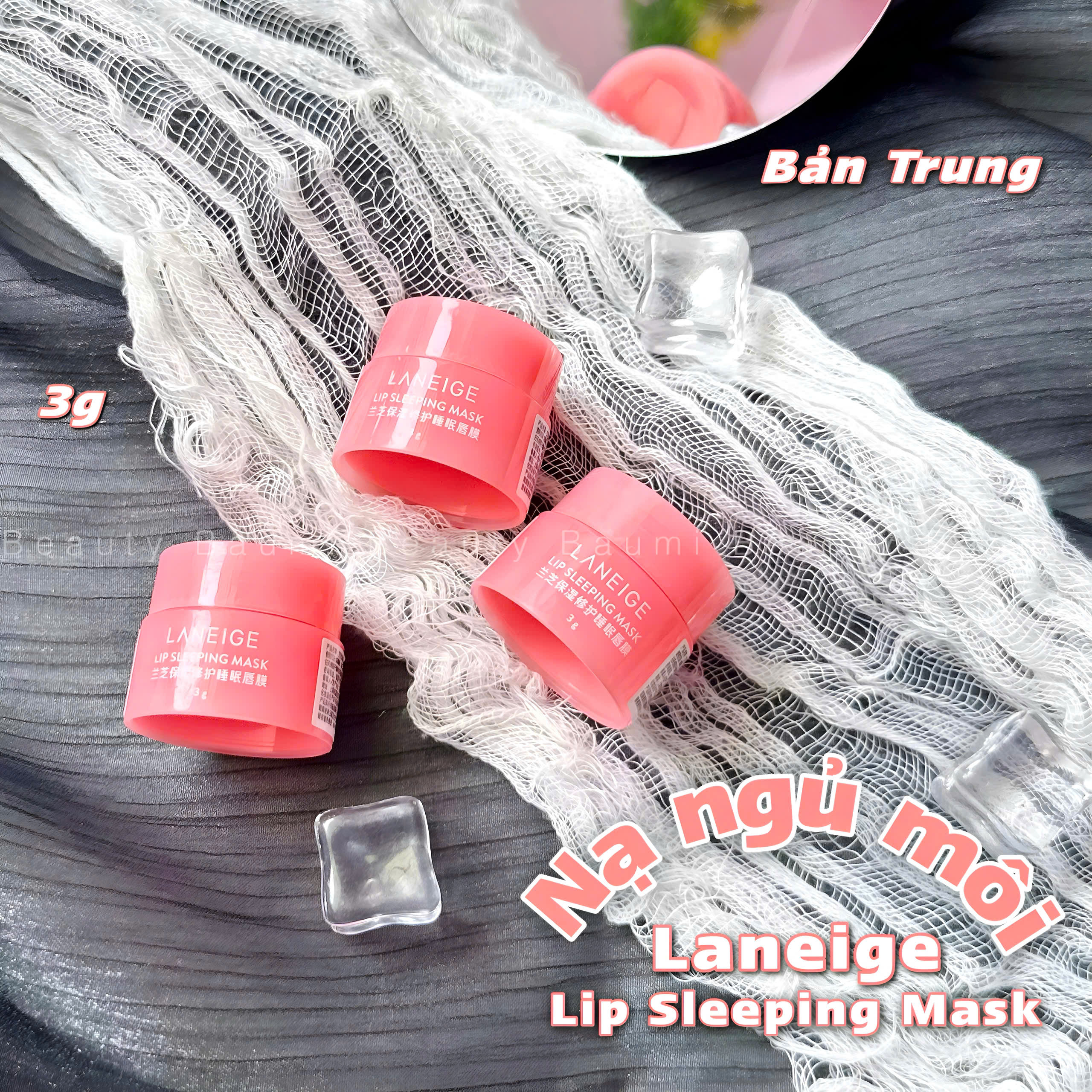 ( Chuẩn Auth ) Mask/ Mặt nạ ngủ ủ môi, chăm sóc dưỡng mềm, giảm thâm môi Laneige 3g - Bản Thị Trường Trung