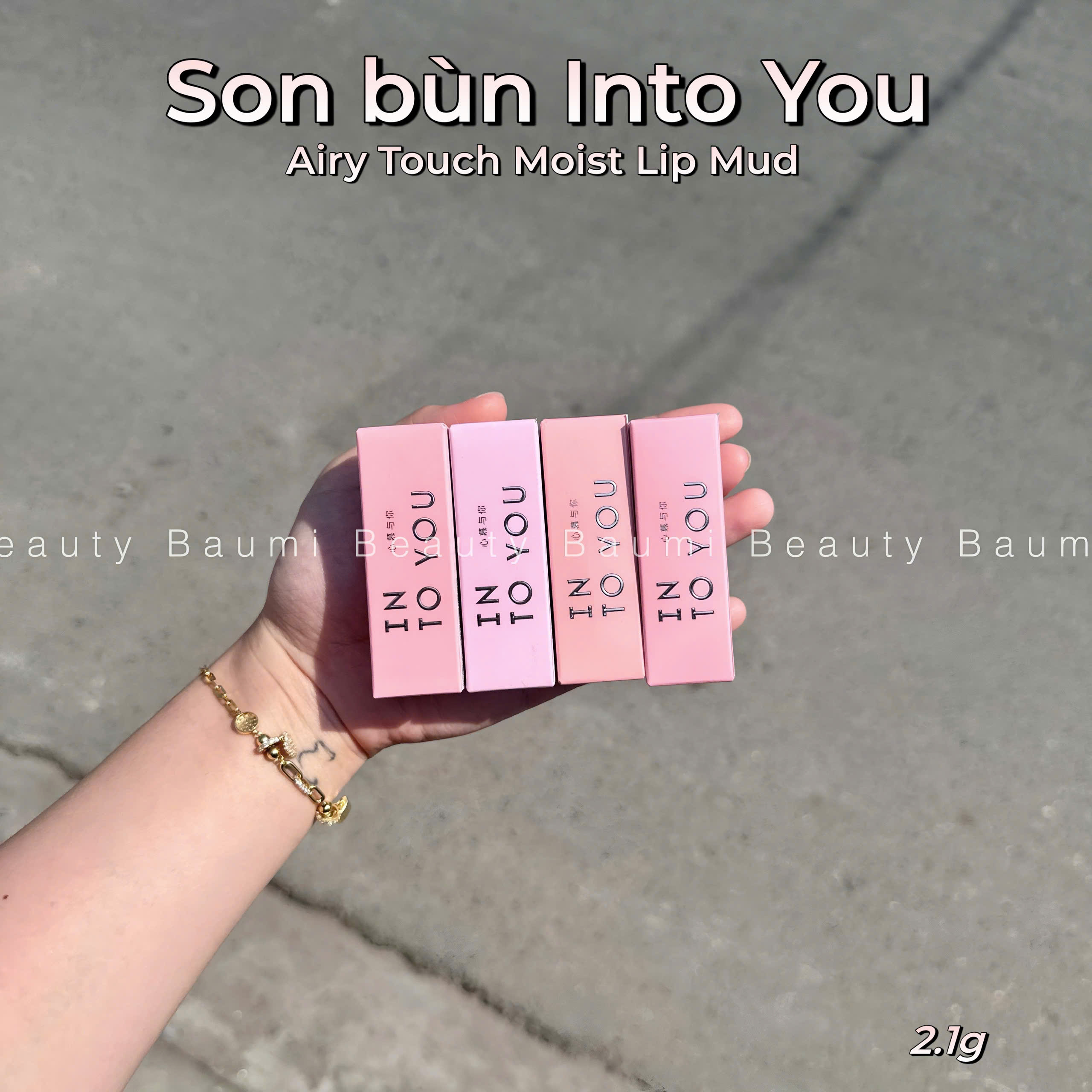 Son bùn không khí ánh kim tuyến nhẹ, mịn lì Into You Airy Touch Moist Lip Mud 2.1g#C103: hồng ánh tím