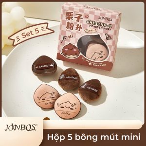 Set 5 bông mút mini nâu cà phê xỏ ngón dặm che khuyết điểm JONBOS Chestnuts Powder Puff