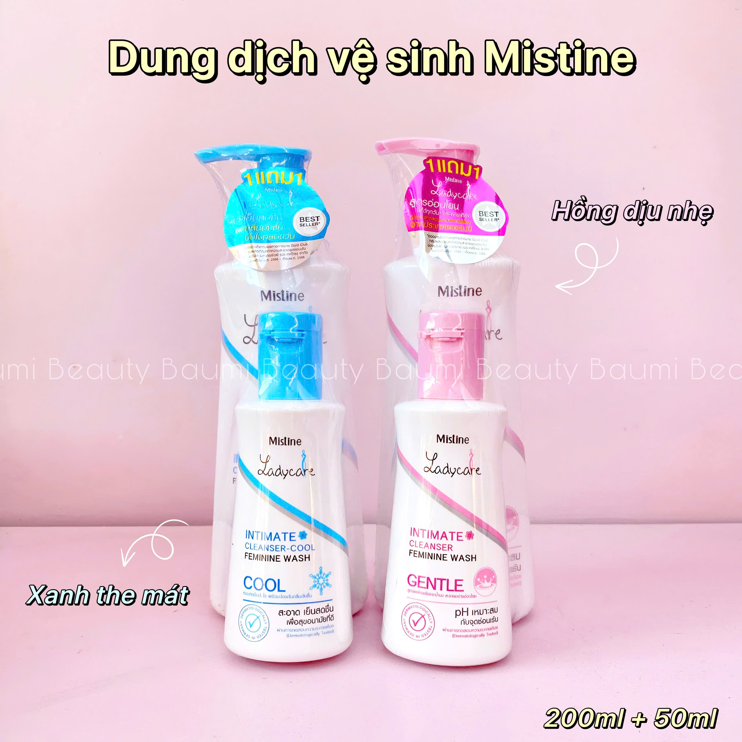 ( Mua 1 tặng 1 ) Dung dịch vệ sinh dịu nhẹ Lady Care Mistine Intimate 200ml+50ml - Thái Lan #Màu Hồng