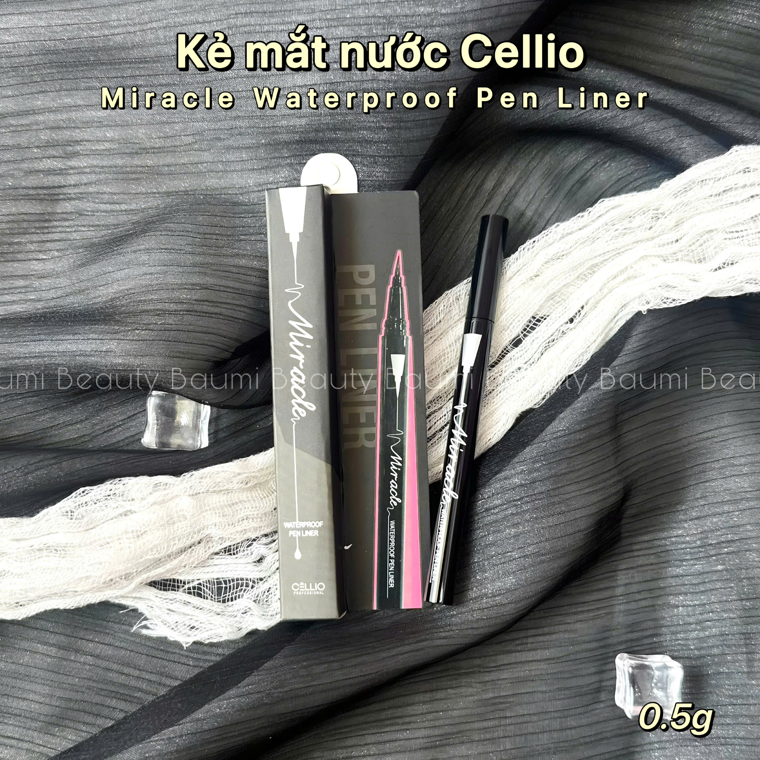 Eyeliner/ Bút kẻ mắt nước đầu dạ mềm không lem trôi Cellio Miracle Waterproof Pen Liner 0.5g - Hàn Quốc