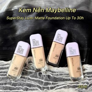 Kem nền bắt sáng, kiềm dầu, lâu trôi Maybelline Super Stay Up To 30H Lumi Matte Foundation 35ml - Mỹ ( Nắp tím )
