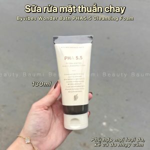 Sữa rửa mặt thuần chay dịu nhẹ Byvibes Wonder Bath PHA 5.5 PH Cleansing Foam 130ml - Hàn Quốc