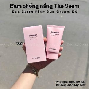 Kem chống nắng nâng tông, lành tính The Saem Eco Earth Pink Sun Cream EX Spf50+ PA++++ 50g - Hàn Quốc