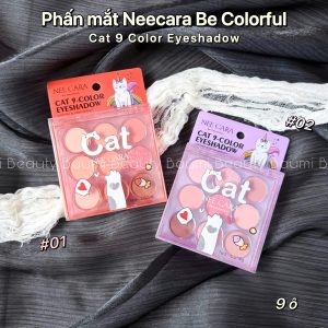 Bảng phấn mắt nhũ lì, lên màu chuẩn 9 ô Cat Nee Cara Be Colorful 13.5g - Thái Lan