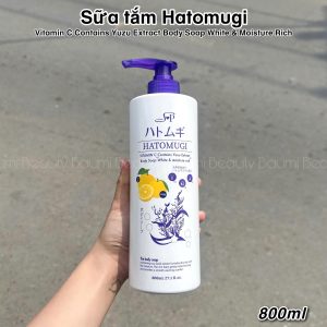 Sữa tắm cấp ẩm, dưỡng trắng, mờ thâm Hatomugi Body Soap Vitamin C White & Moisture Rich 800ml - Nhật Bản