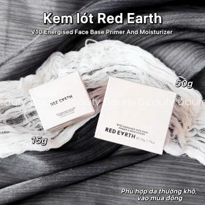 Kem lót dưỡng da ẩm mịn, vỏ hồng, chất kem đặc Red Earth V10 Energised Face Base Primer And Moisturizer 15g/ 50g