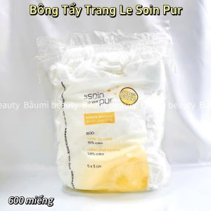 Bông tẩy trang cotton mịn không xơ bông Le Soin Pur 600 miếng - Pháp