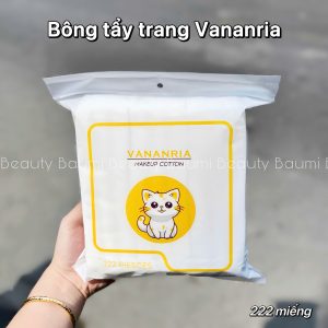 Bông tẩy trang mèo, mềm mịn, không xơ bông Vananria Makeup Cotton 222 miếng