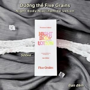 Sữa dưỡng thể trắng da Five Grains Night Body Niacinamide Lotion Premium Edition 500ml dạng chai - Việt Nam