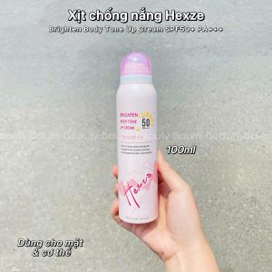 Xịt chống nắng nâng tông sáng da tự nhiên Hexze SPF50+ PA+++ Brighten Body Tone Up Cream 100ml 
