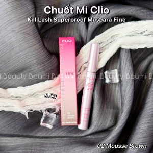 Mascara/ Chuốt mi đầu cọ mảnh, không lem trôi Clio Kill Lash Superproof Fine 6.5g - Hàn Quốc #02 Mousse Brown, nâu đất