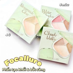 Phấn tạo khối & bắt sáng 4 ô 5 màu sắc, lên màu chuẩn Focallure Higlighter & Contour 15.5g