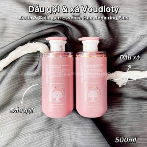 Dầu gội và xả giúp tóc mềm mại và suôn mượt Voudioty Biotin Collagen Essence Hair Repairing Plus 500ml - Ý