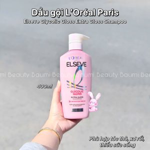 Dầu gội bóng tóc, phục hồi tóc hư tổn Loreal Paris Elseve Glycolic Gloss Extra Gloss Shampoo 400ml - Pháp