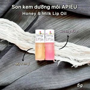 Son kem dưỡng môi, dầu dưỡng môi ẩm mịn APIEU Honey&Milk Lip Oil 5g - Hàn Quốc