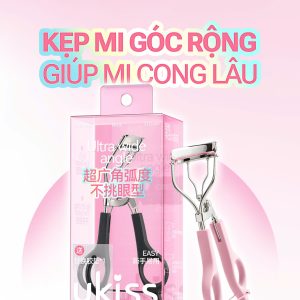 Kẹp bấm mi hồng góc rộng, ôm hết mi, kèm đệm thay thế Ukiss Ultra Wide Angle