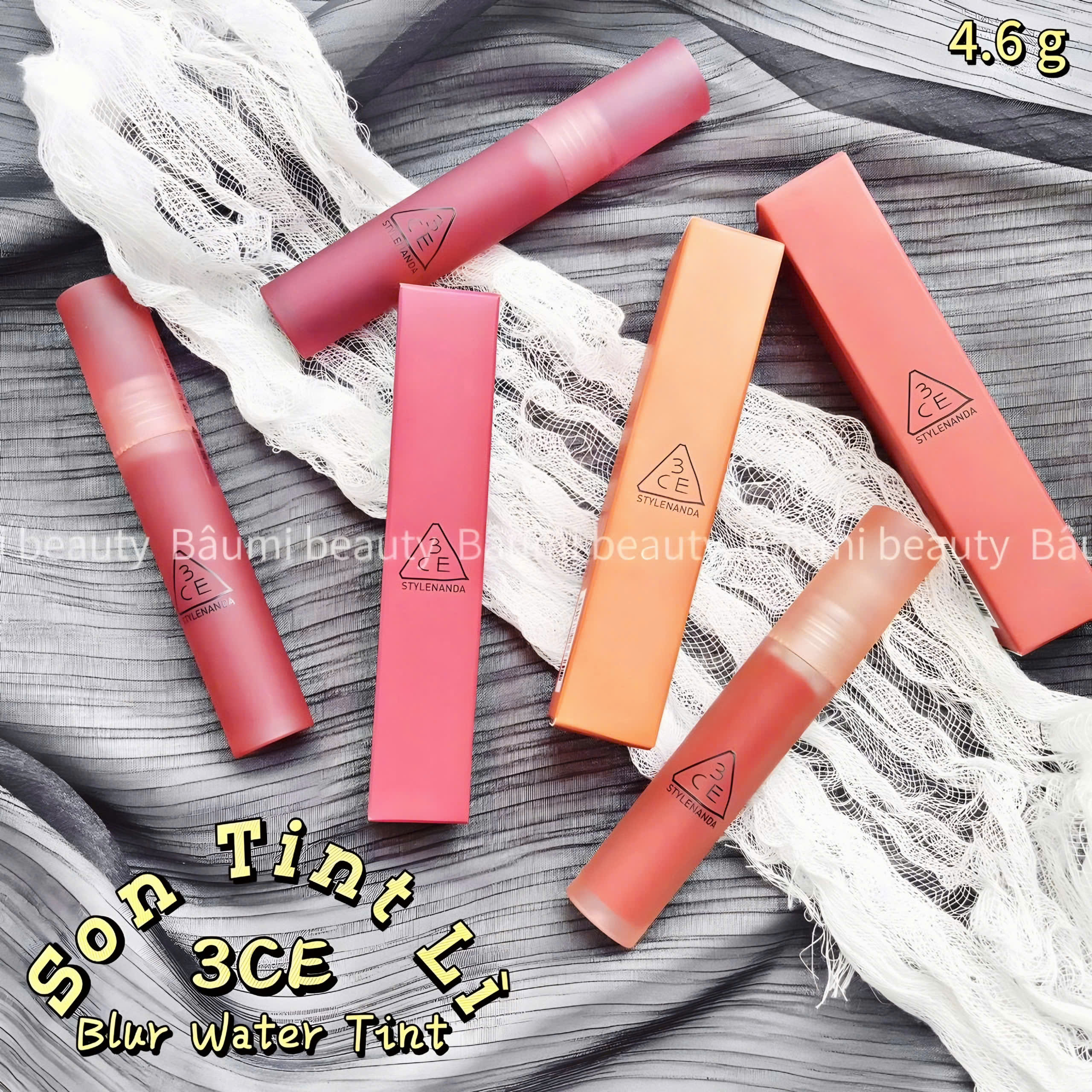 Son tint lì hiệu ứng mờ lì, không lộ viền 3CE Stylenanda Blur Water Tint 4.6g - Hàn Quốc