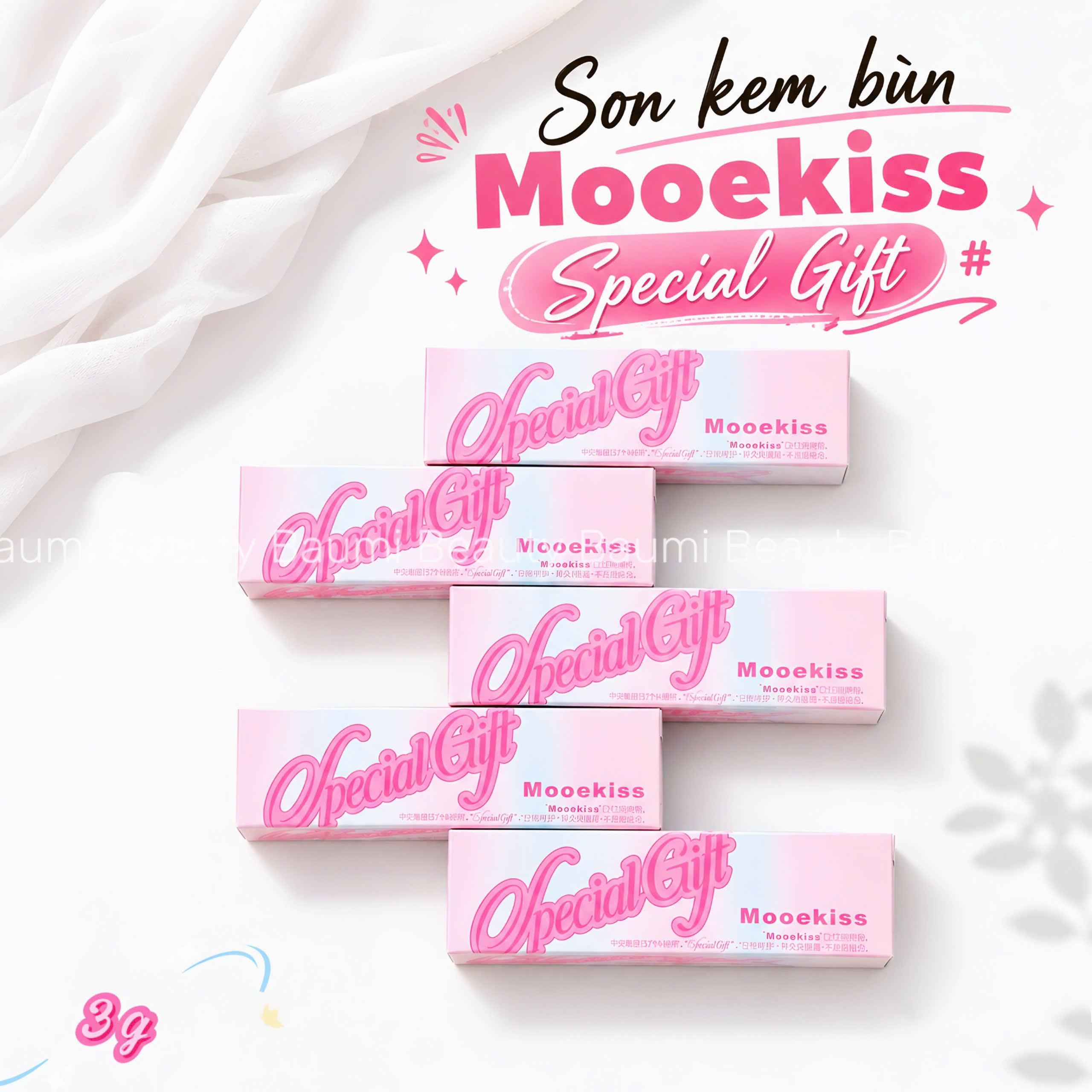 [ Special Gift - Bản giới hạn ] Son kem bùn mịn lì Mooekiss Velvet Lip Mud 3g 