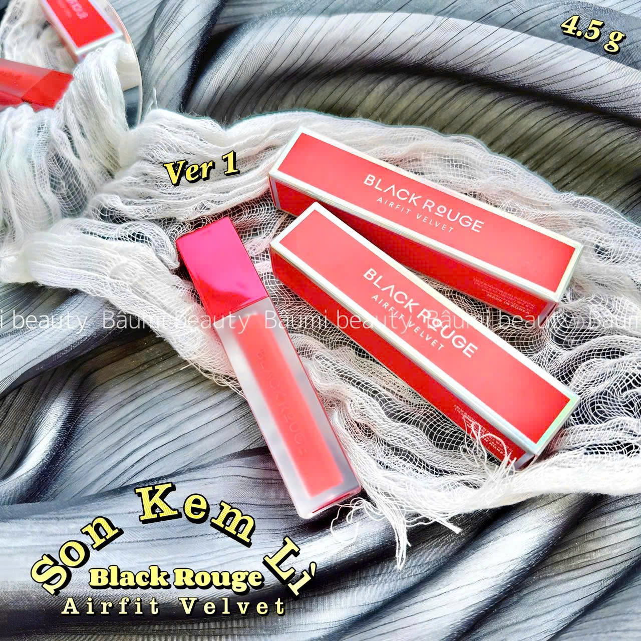 [ Ver.1 ] Son kem lì lên màu chuẩn, lâu trôi, mềm mịn Black Rouge Air Fit Velvet Tint 4.5g - Hàn Quốc