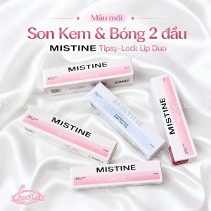 ( Mẫu mới ) Son 2 đầu kem lì và bóng Mistine Tipsy-Lock Lip Duo 3g - Thái Lan